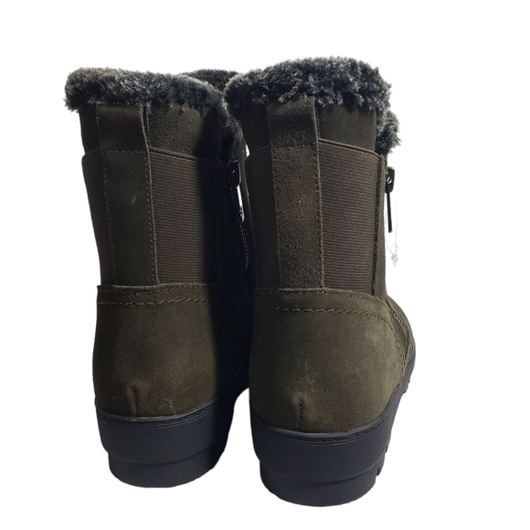 Easy Spirit Adabelle Dark Green Leather Faux Fur Casual Winter Bootie Sz 8M, 7M